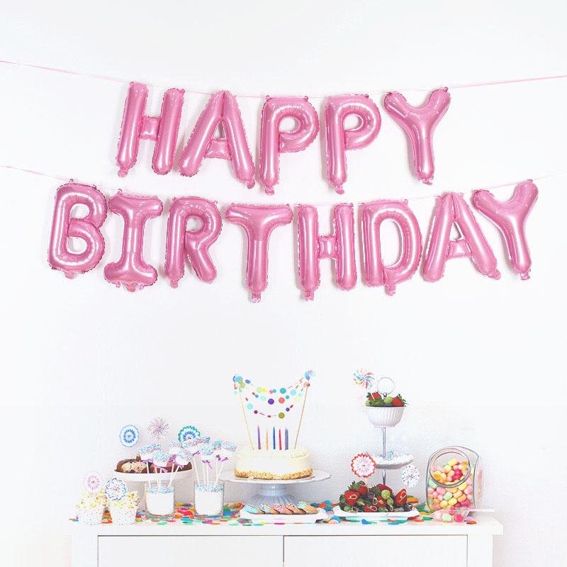은박풍선세트 - HAPPY BIRTHDAY [핑크]