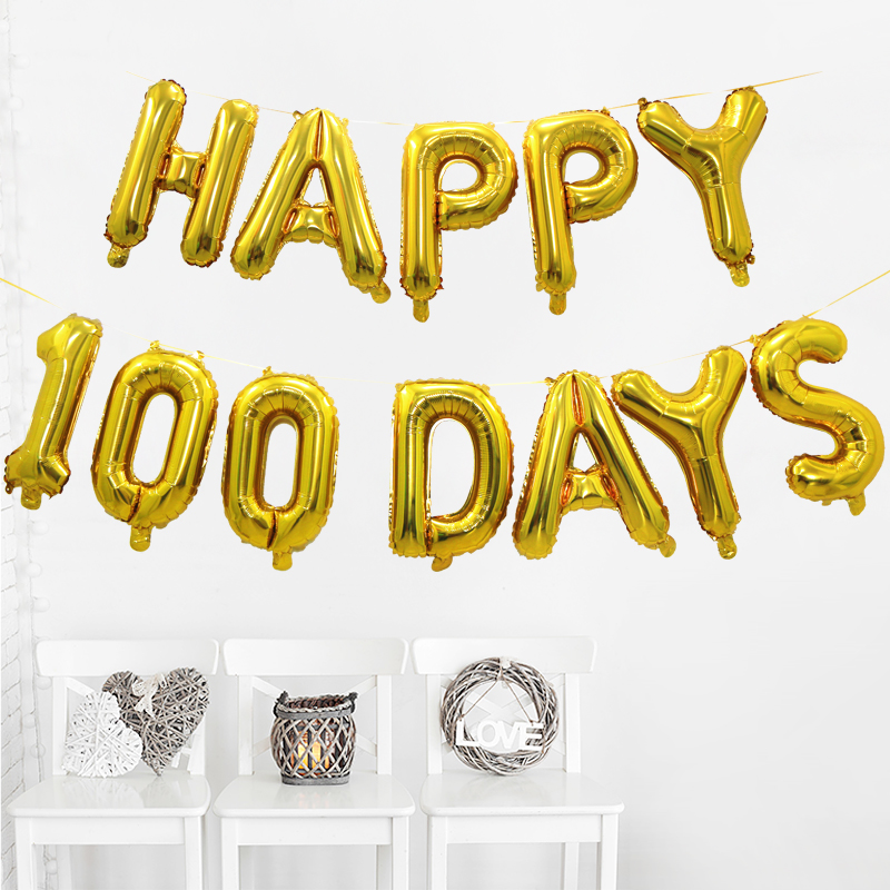 은박풍선세트 - HAPPY 100 DAYS [골드]