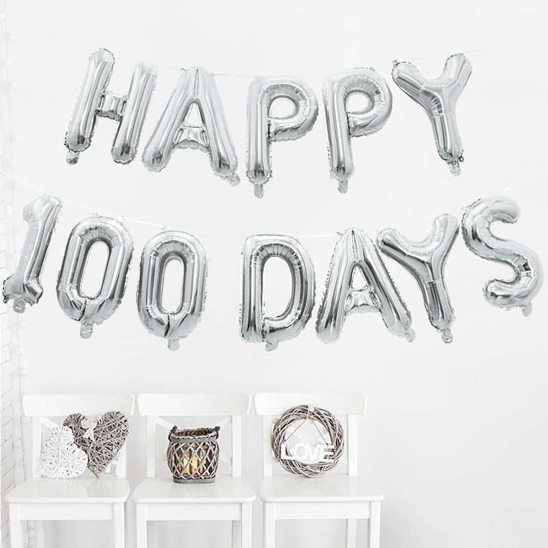 은박풍선세트 - HAPPY 100 DAYS [실버]