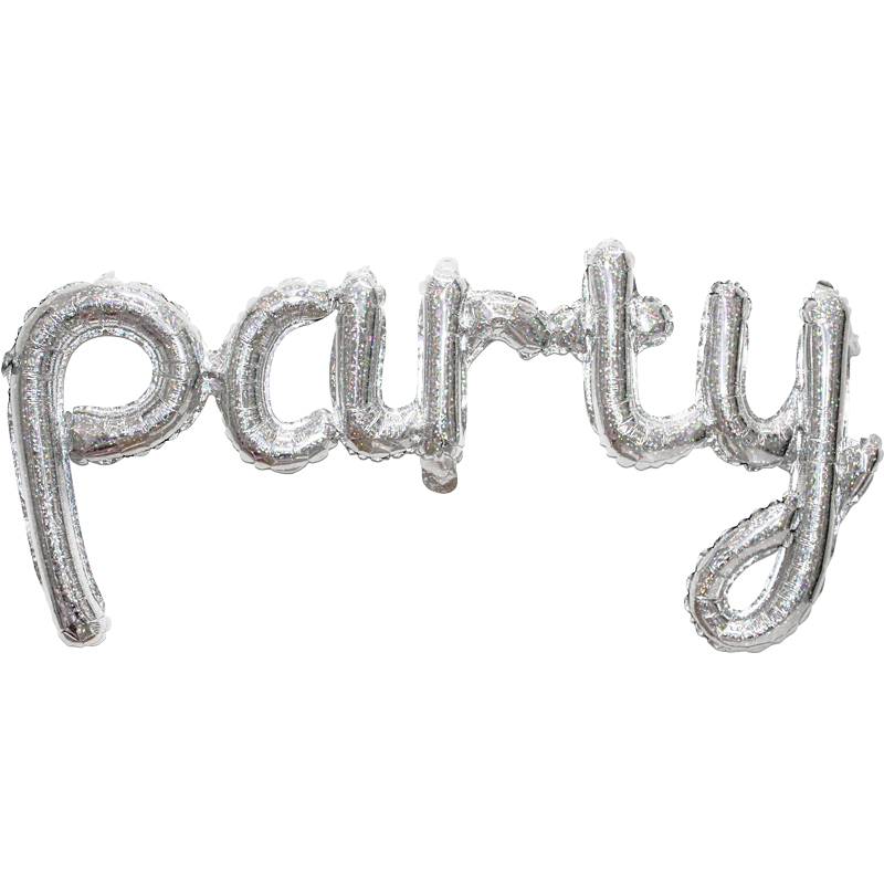 이니셜은박풍선 필기체party [홀로그램 실버]