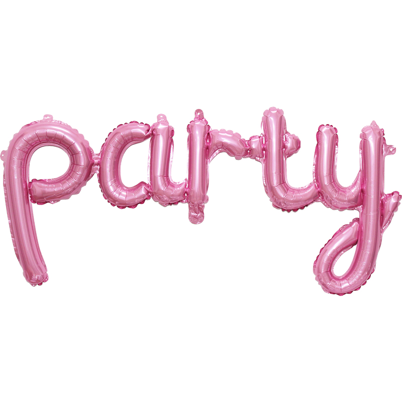 이니셜은박풍선 필기체party [핑크]