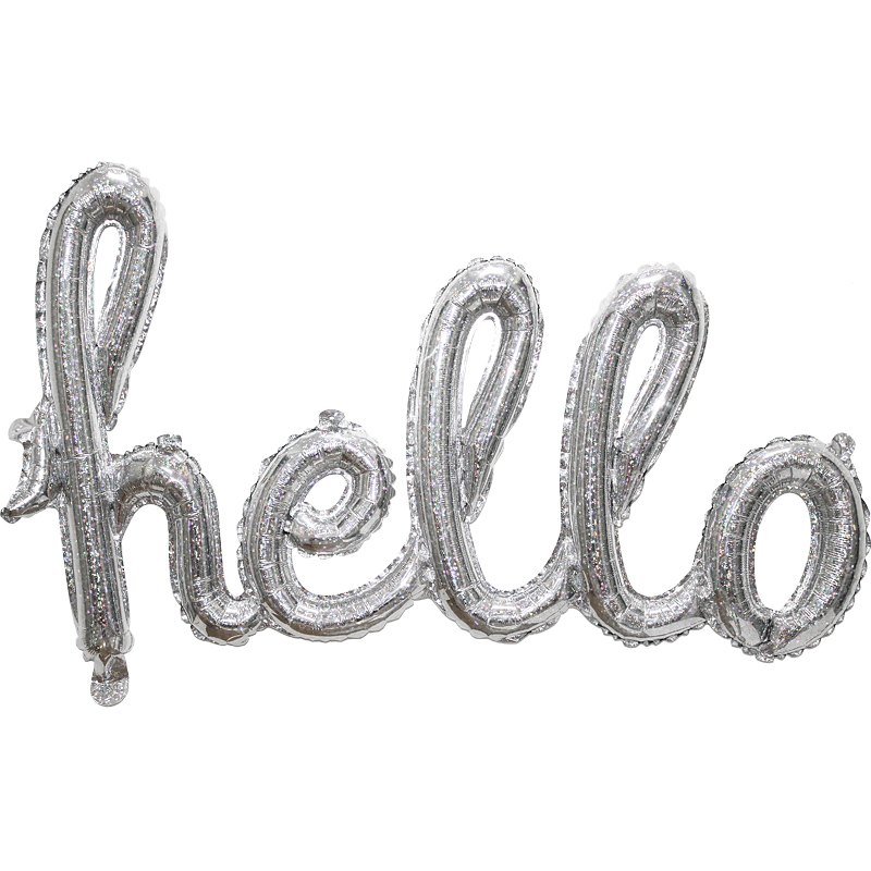 이니셜은박풍선 필기체hello [홀로그램 실버]