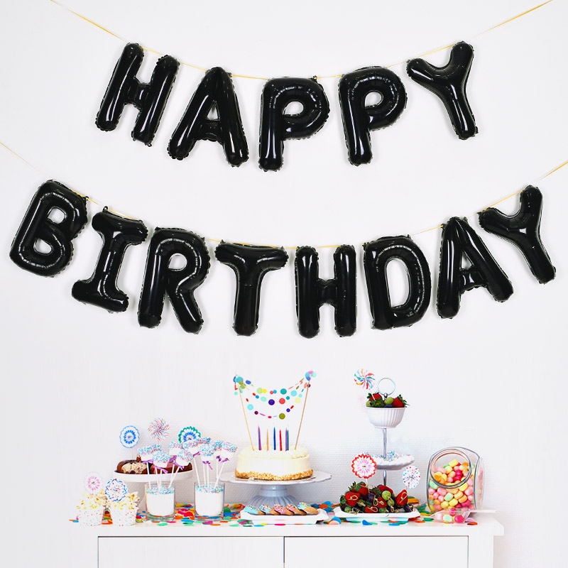 은박풍선세트 - HAPPY BIRTHDAY [블랙]