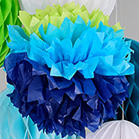 페이퍼꽃볼 30cm 3색믹스 블루톤