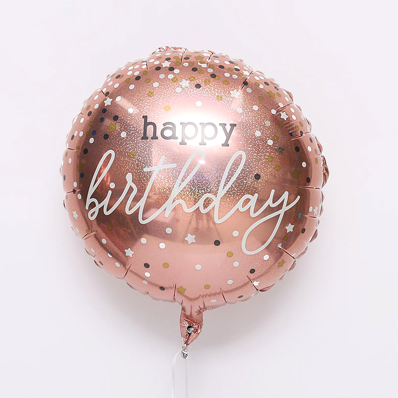 [헬륨풍선] 은박 생일컨페티 로즈골드 18인치