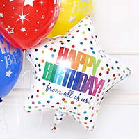 [헬륨풍선] 은박 19인치 별 [생일도트 화이트]