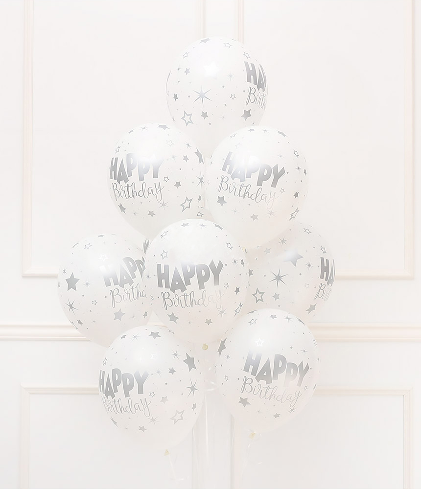 [헬륨부케]생일풍선 생일판타지 화이트 메탈잉크12개