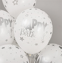 [헬륨부케]생일풍선 생일판타지 화이트 메탈잉크12개
