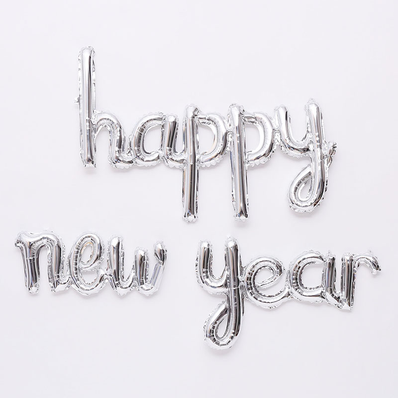 은박 필기체 happy new year [실버]