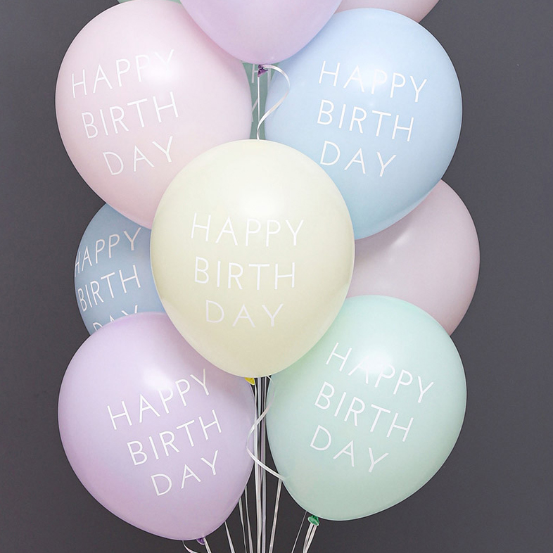 [헬륨부케] 생일풍선 캐피탈레터 파스텔메이트혼합 12개묶음