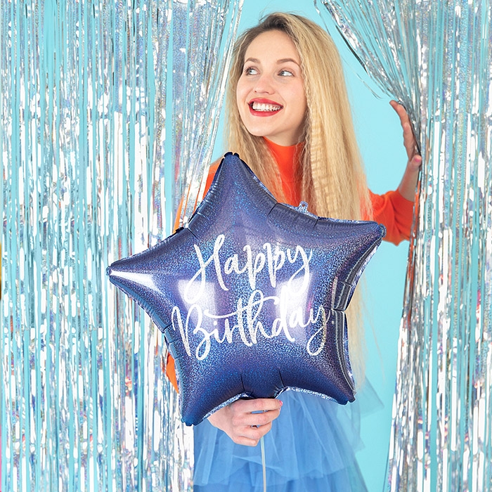 [헬륨풍선] 은박 생일별 블루 40cm