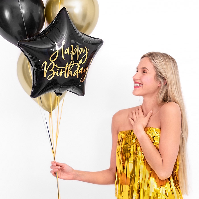 [헬륨풍선] 은박 생일별 블랙 40cm