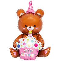 은박풍선 스탠딩에어벌룬 생일곰 [브라운]