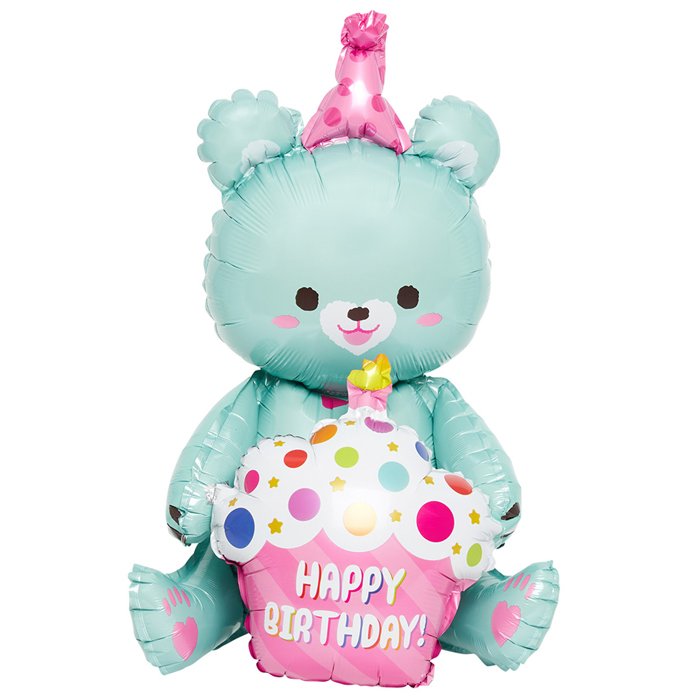 은박풍선 스탠딩에어벌룬 생일곰 [민트]