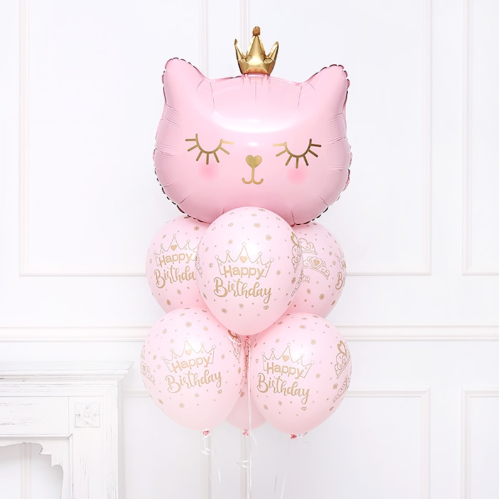 [헬륨부케] 핑크캣 생일헬륨풍선 묶음
