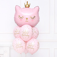 [헬륨부케] 핑크캣 생일헬륨풍선 묶음