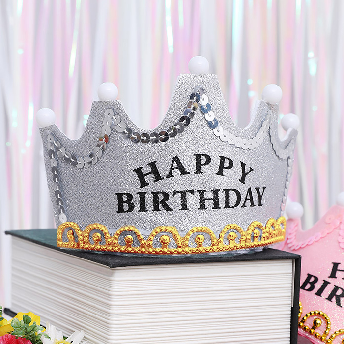LED 글리터 생일왕관 [글리터실버]