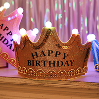 LED 글리터 생일왕관 [글리터골드]
