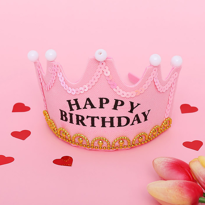 LED 글리터 생일왕관 [글리터핑크]
