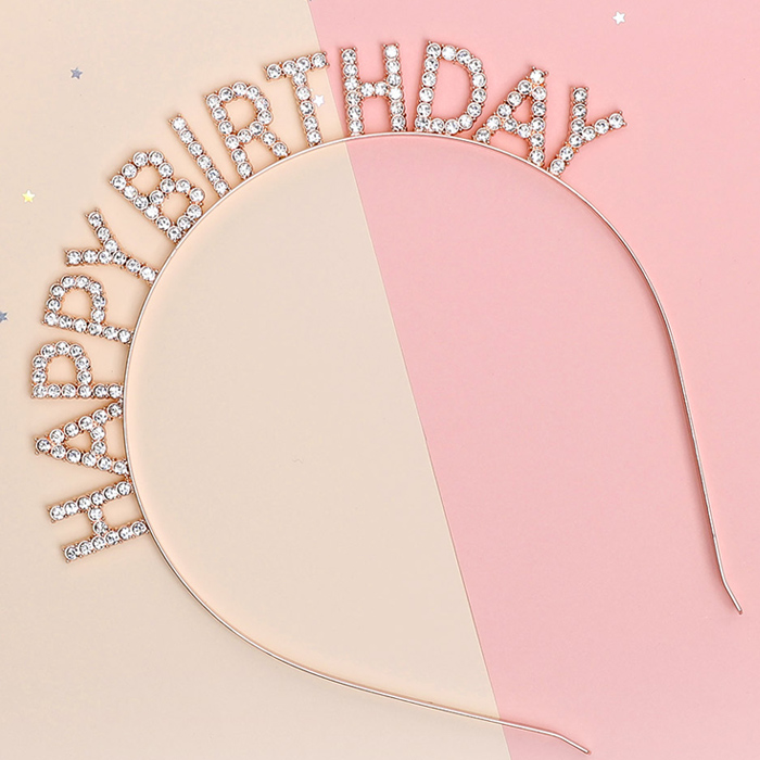 메탈릭 생일머리띠 [로즈골드]