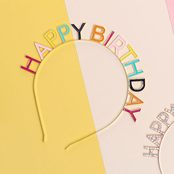 메탈릭 생일머리띠 [레인보우]