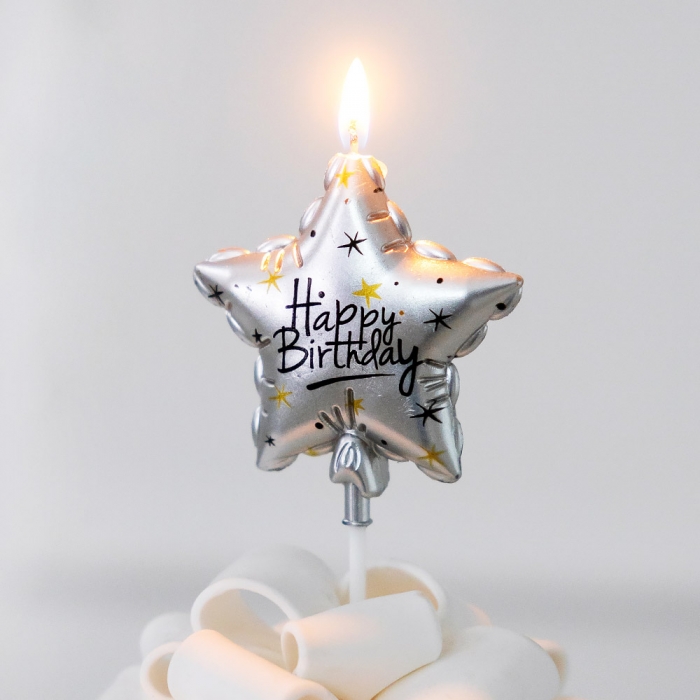 생일 케익초 별캔들 실버