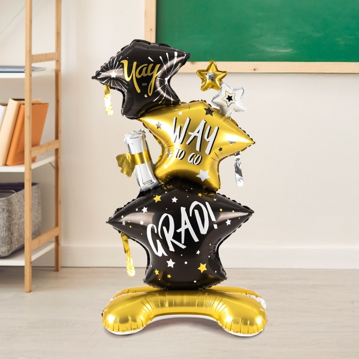 졸업 은박풍선 트리플학사모 스탠딩 에어벌룬 82cm