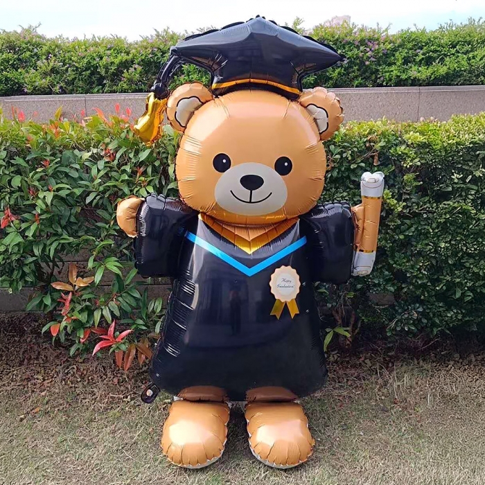 졸업 은박풍선 스탠딩 에어벌룬 학사모 테디베어 115cm