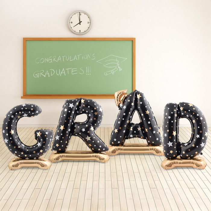 졸업 은박풍선 대형 GRAD 세트 블랙