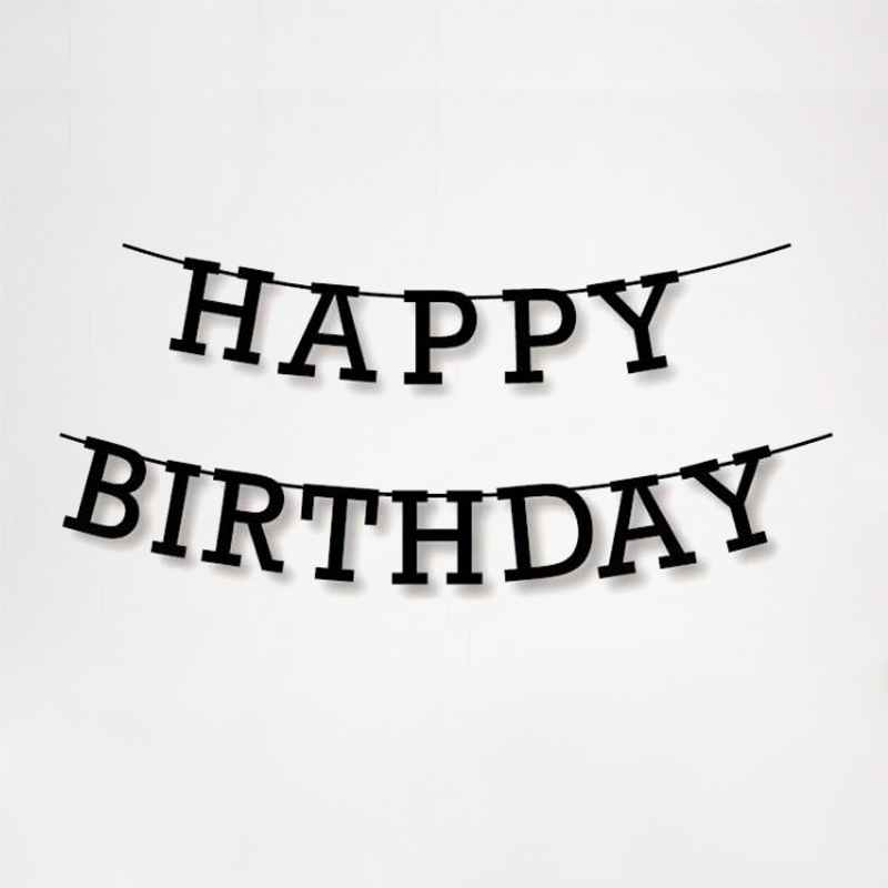생일가랜드 HAPPY BIRTHDAY 블랙 슬림체