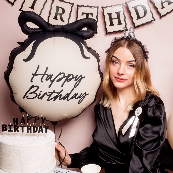 [헬륨풍선] 파티데코 생일 은박 리본엣지블랙