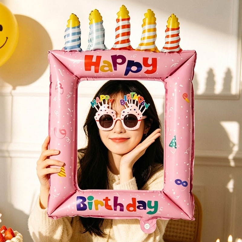 은박 생일포토프레임 핑크