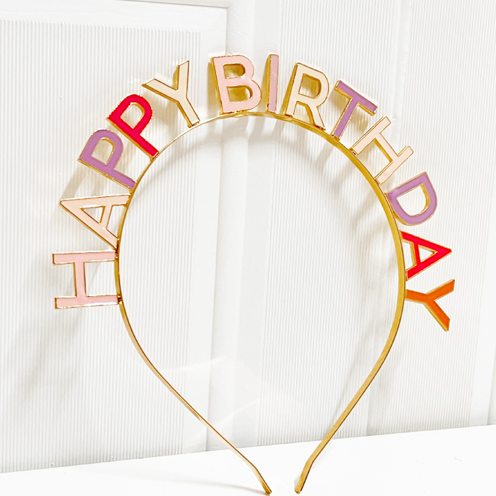 메탈릭 생일머리띠 [핑크]