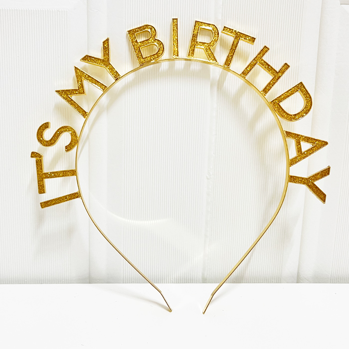 메탈릭 생일머리띠 [골드]