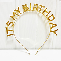 메탈릭 생일머리띠 [골드]
