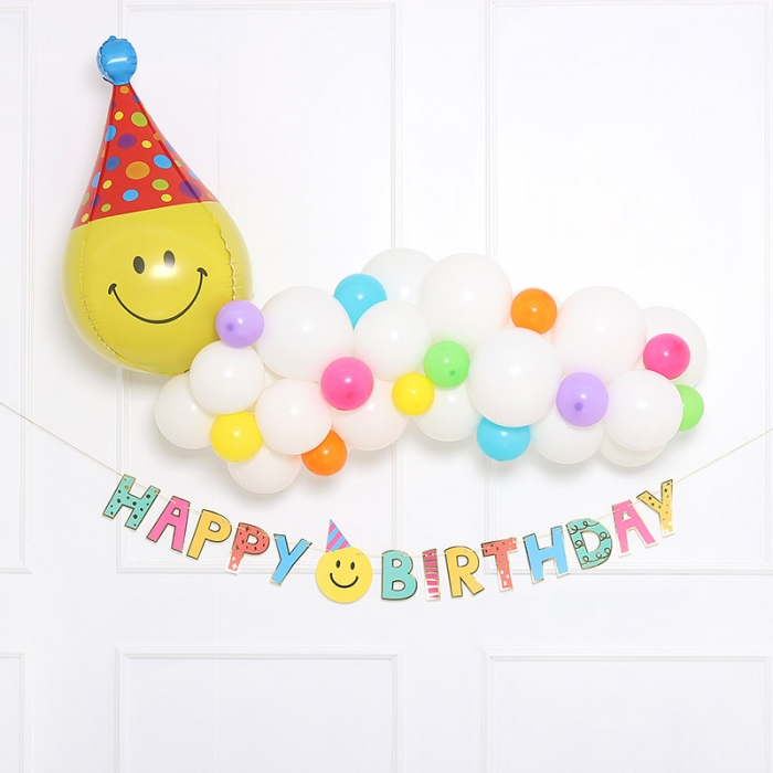 생일 벌룬가랜드 DIY키트 스마일파티햇