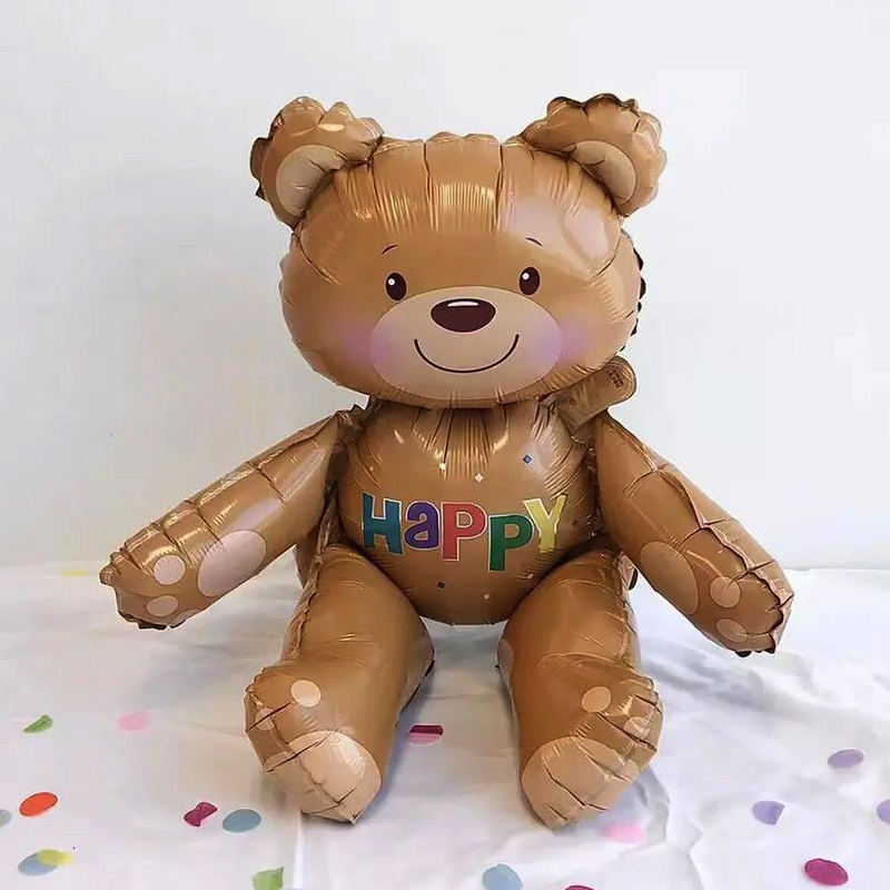 은박 생일 해피 시팅 베어 곰인형 풍선
