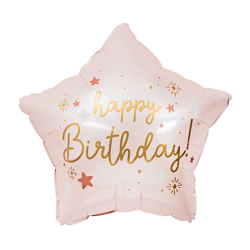 [헬륨풍선] 은박 생일별 베이비핑크 18인치