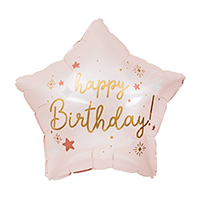 [헬륨풍선] 은박 생일별 베이비핑크 18인치