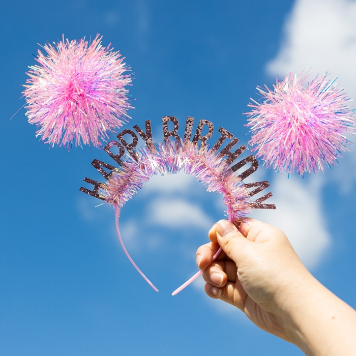 홀로그램 폭죽 생일머리띠 [핑크]