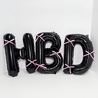 은박 HBD 풍선 리본 세트 [블랙]