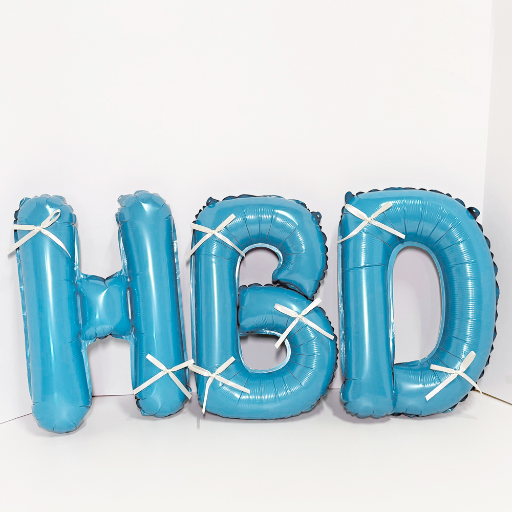 은박 HBD 풍선 리본 세트 [블루]