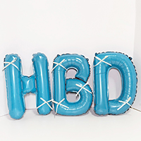 은박 HBD 풍선 리본 세트 [블루]