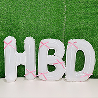 은박 HBD 풍선 리본 세트 [화이트]